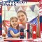 4th of July Tiered Tray Decorations, 3 Pcs Patriotic Wooden Block Set – Red White & Blue Memorial Day, Independence Day, Veterans Day Tabletop Centerpieces for Home & Office